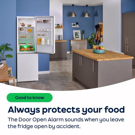 Beko HarvestFresh™ Integrated 50/50 Frost Free Fridge Freezer with Sliding Door Fixing Kit - White - AO Annotation - Door Open Alarm